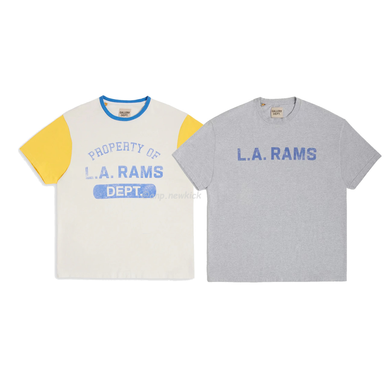 Gallery Dept X La Rams Color Block Tee Rams Co Branded Old Print Contrast Short Sleeve T Shirt (1) - newkick.org